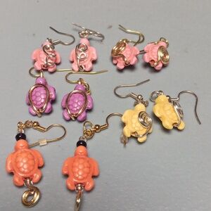 4 different color Turtle Earrings